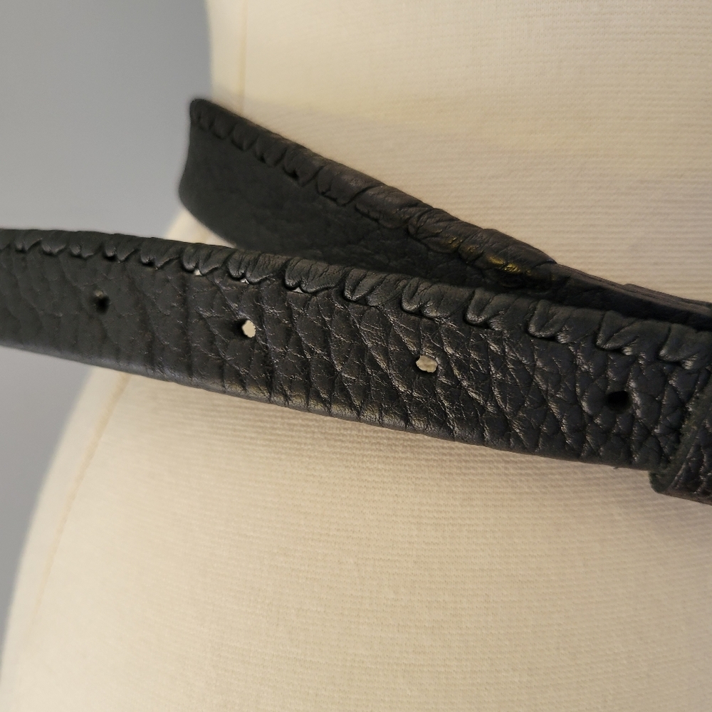 Gilles Herve Paris Women’s Black Leather Side Stitched Belt - Picture 12 of 13